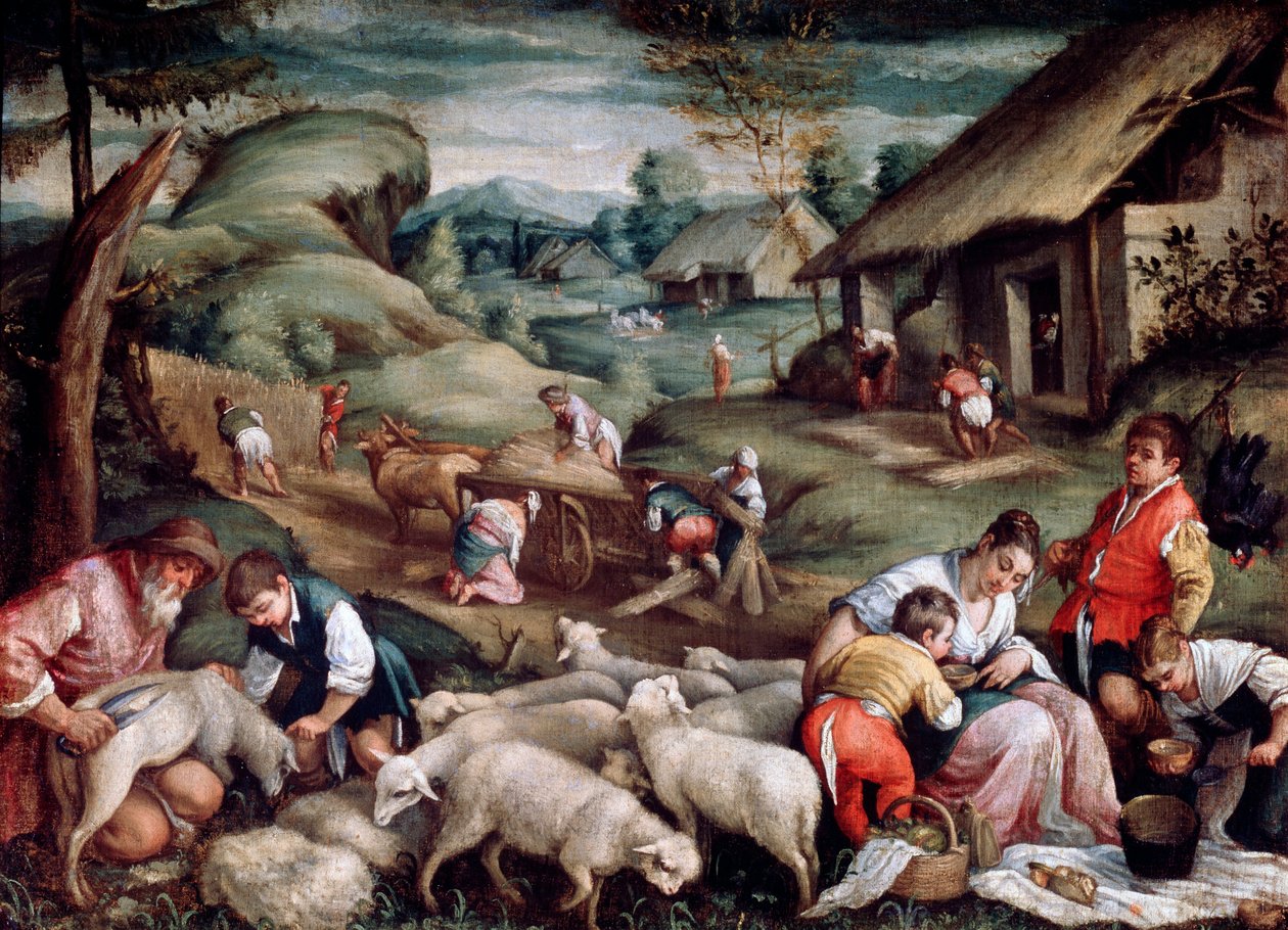 Lato. Strzyżenie owiec, c1570-c1580 autorstwa Francesco Bassano the Younger