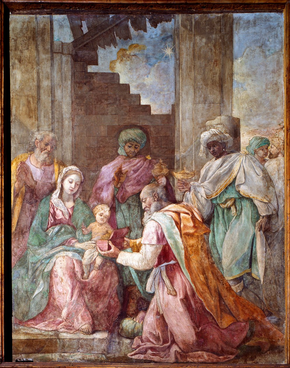 Adoracja Trzech Króli (fresk autorstwa Francesco Cozza