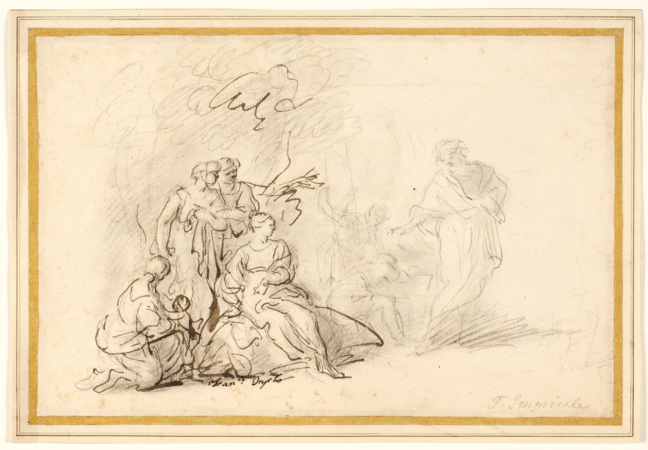 Rebecca ukrywa bogów domowych przed Laban autorstwa Francesco Fernandi