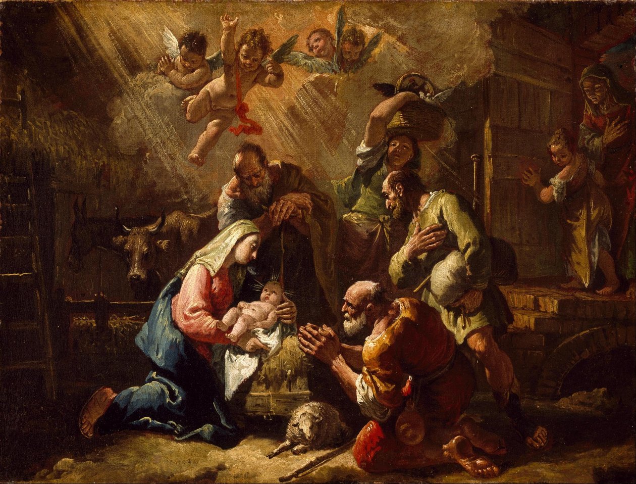 Adoracja pasterzy autorstwa Francesco Fontebasso