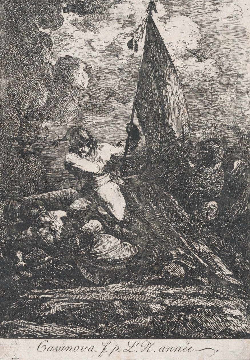 Scena bitwy, prawdopodobnie XVIII wiek. autorstwa Francesco Giuseppe Casanova