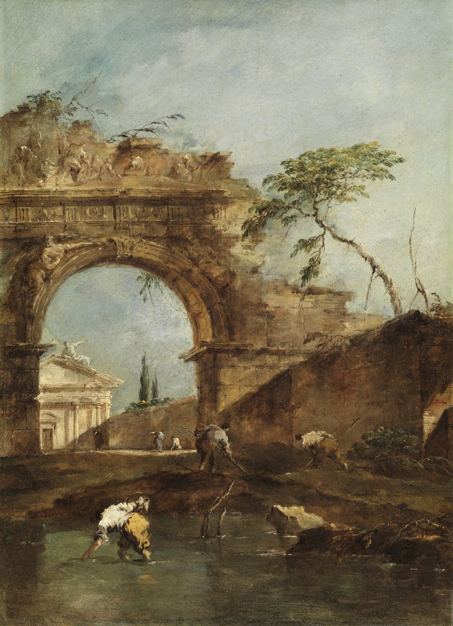 Krajobraz - Capriccio, ok.1780 autorstwa Francesco Guardi