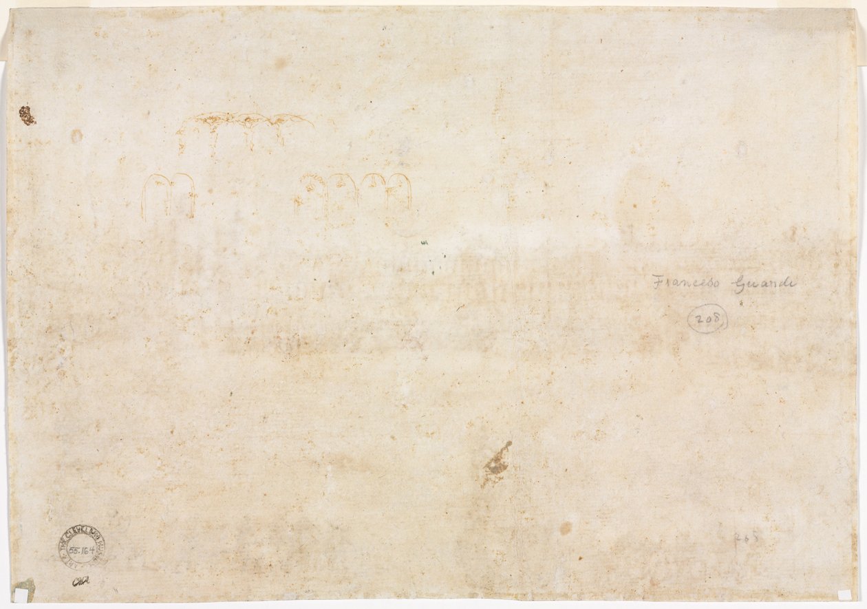 Trzy szkice łuków (verso) autorstwa Francesco Guardi