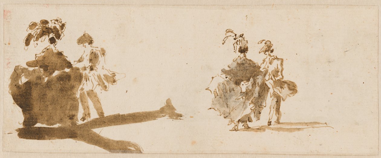 Dwie eleganckie pary [verso] autorstwa Francesco Guardi