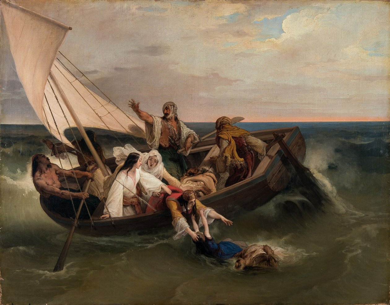 Łódź z greckimi uciekinierami, 1834. autorstwa Francesco Hayez
