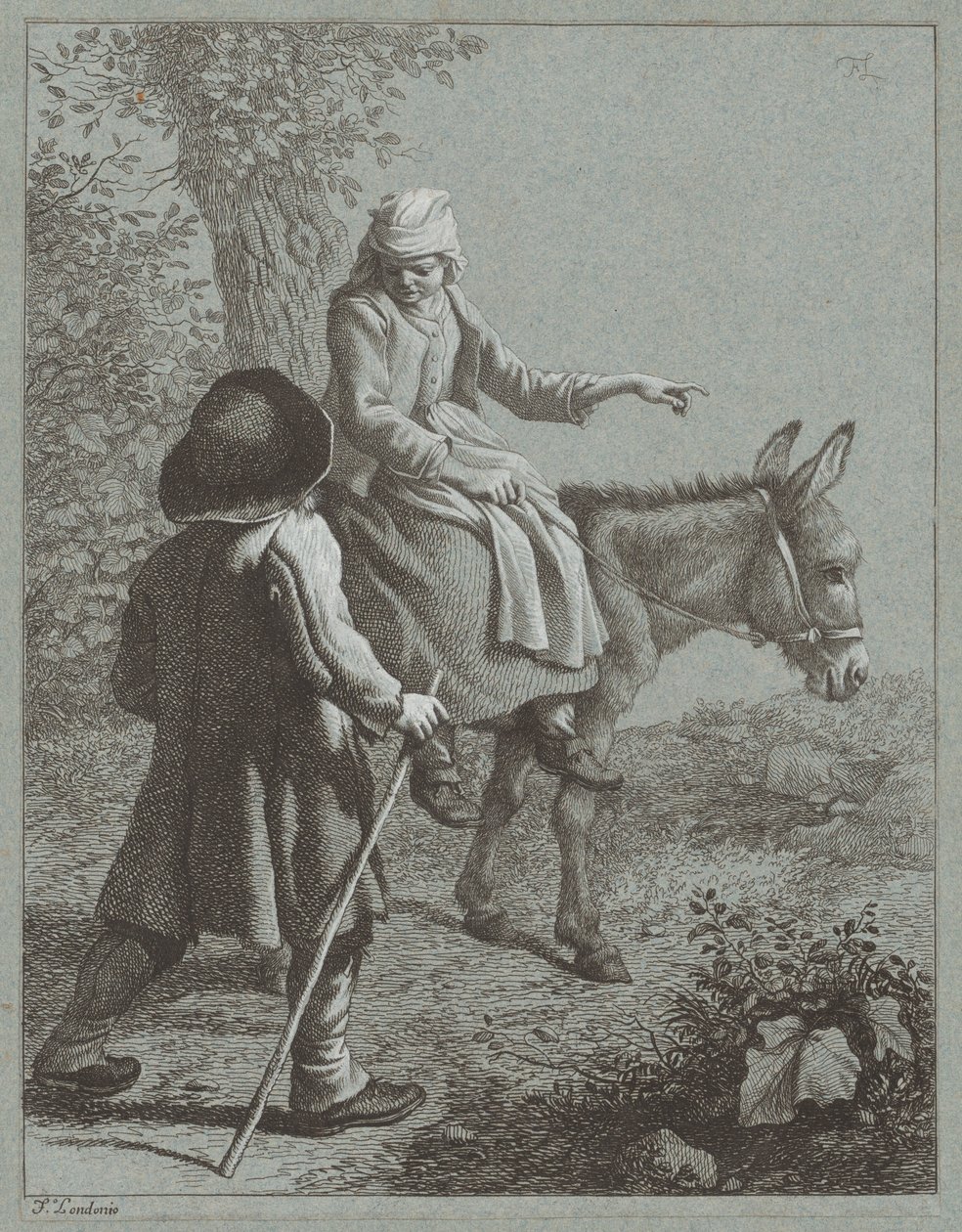 Chłopiec i dziewczynka z osłem, 1764. autorstwa Francesco Londonio