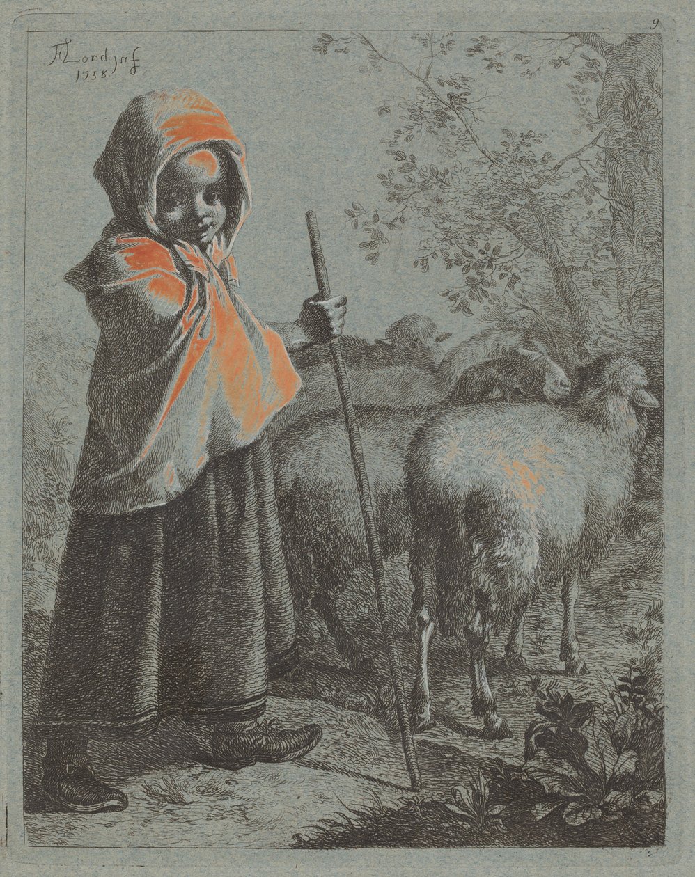 Dziecko pasterki ze stadem, 1758. autorstwa Francesco Londonio