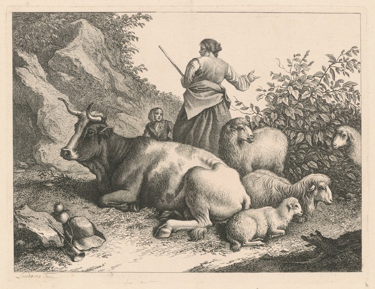 Stojąca pasterka z dzieckiem, po 1776 r. autorstwa Francesco Londonio