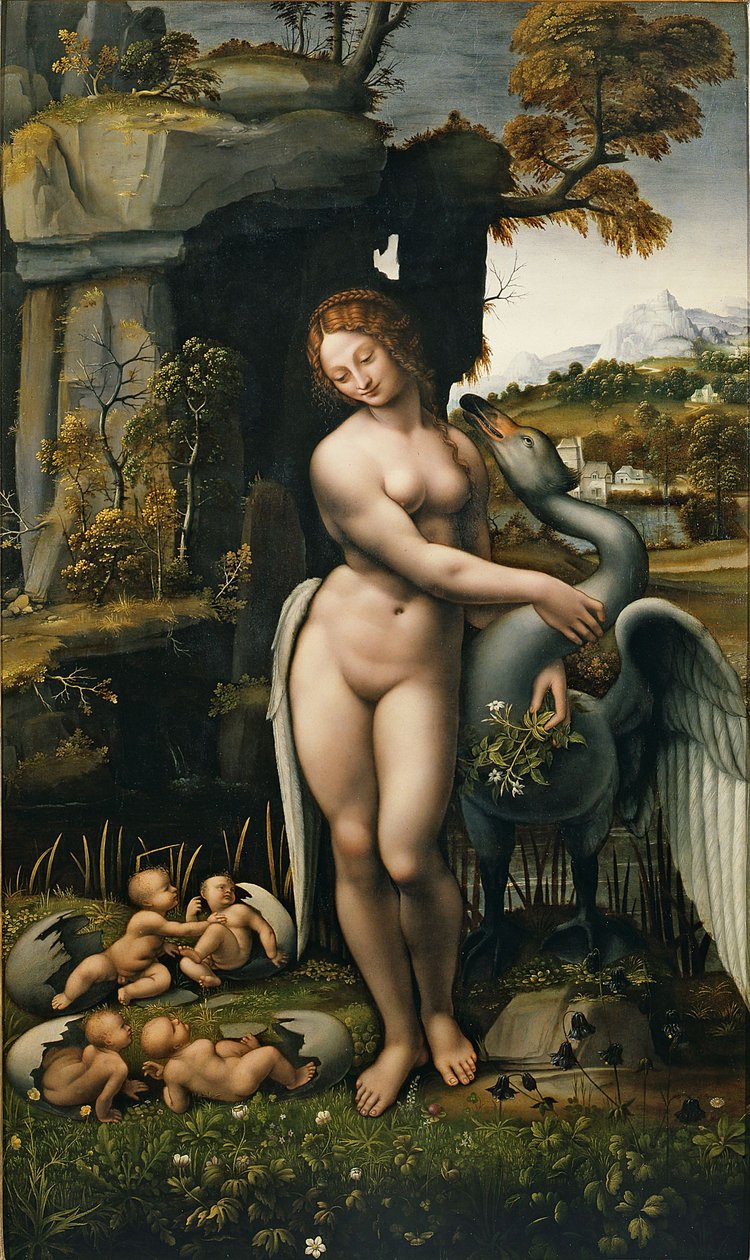 Leda i łabędź autorstwa Francesco Melzi