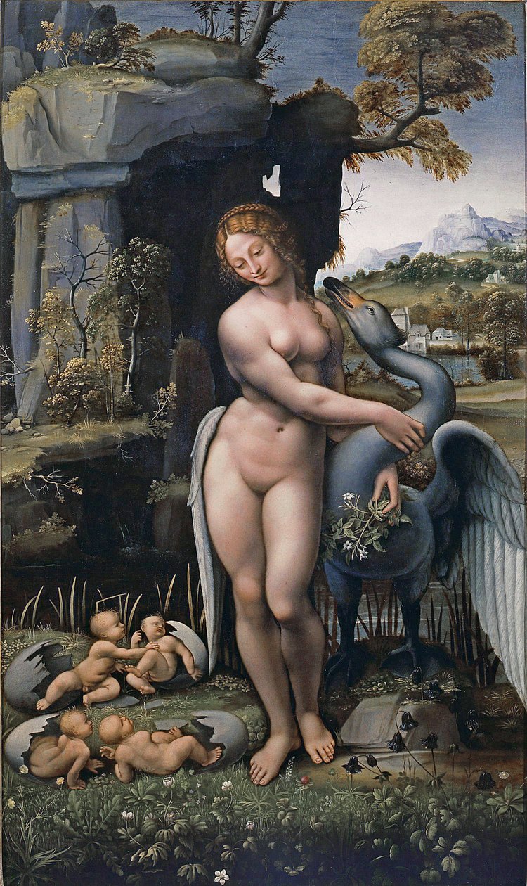 Leda i łabędź autorstwa Francesco Melzi