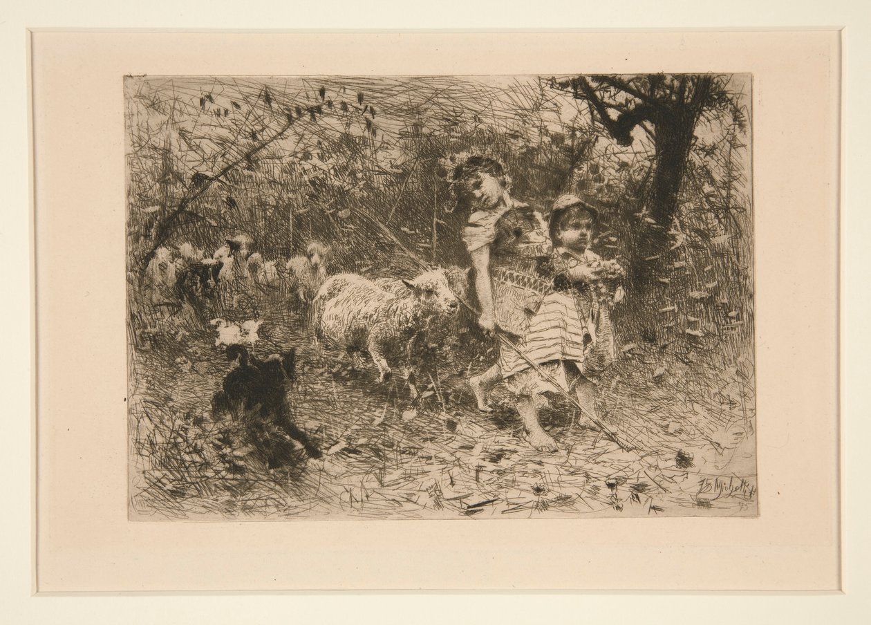 Dzieci z owcami autorstwa Francesco Paolo Michetti