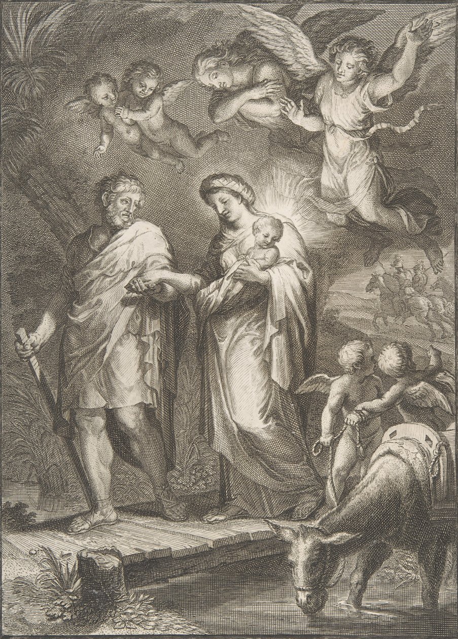 Ucieczka do Egiptu, 1700-. autorstwa Francesco Polanzani