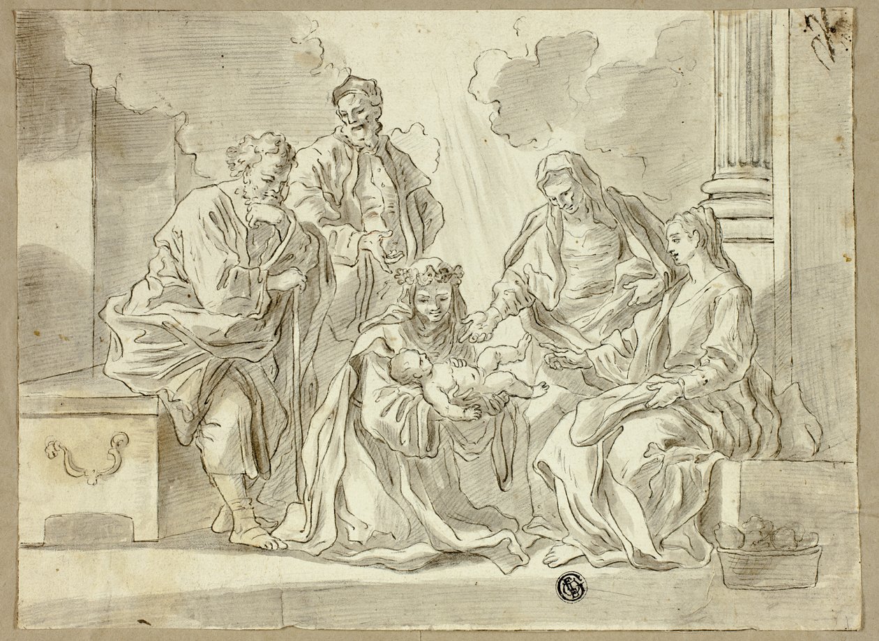 Święta Rodzina ze świętymi autorstwa Francesco Solimena