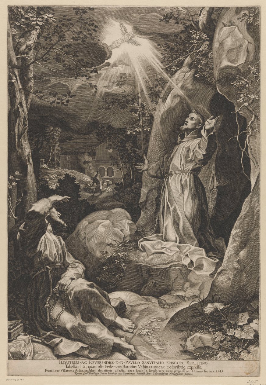 Franciszek otrzymuje stygmaty autorstwa Francesco Villamena
