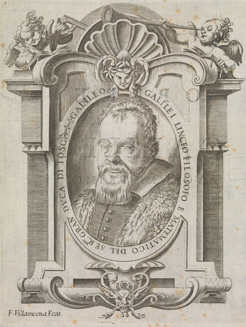 Galileo Galilei (1564-1642), ok. 1656 r. (rycina) autorstwa Francesco Villamena