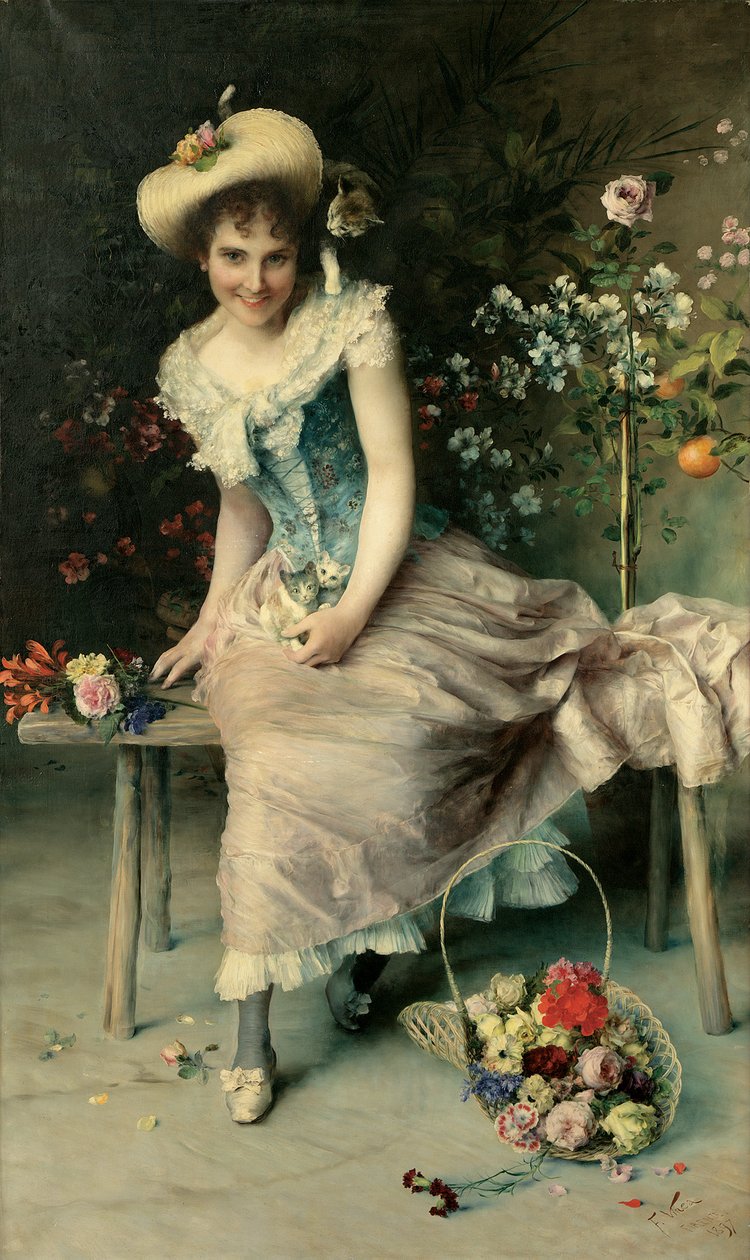 Piękno na ławce ogrodowej, 1897 autorstwa Francesco Vinea