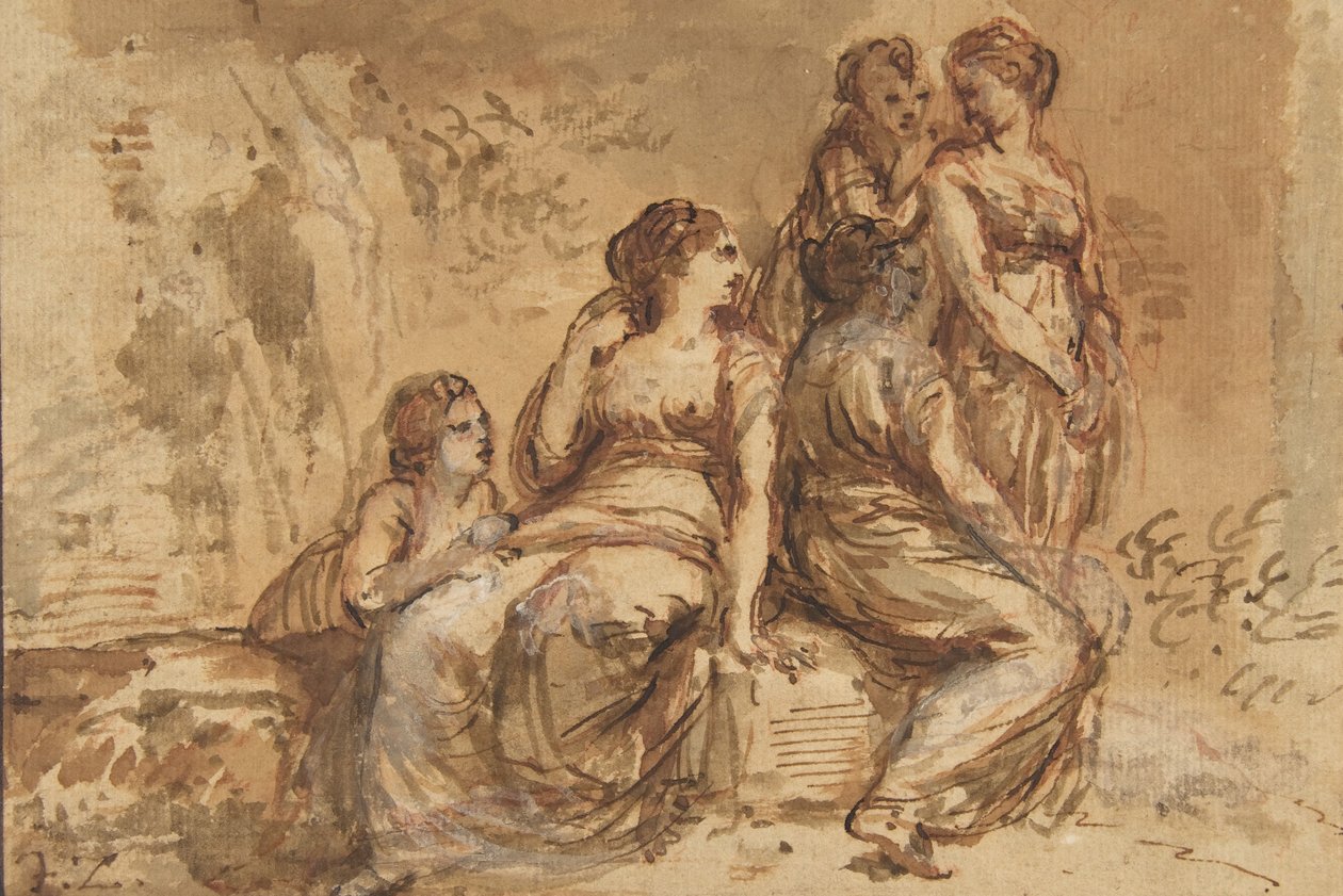 Pięć młodych kobiet w krajobrazie, 1702-88. autorstwa Francesco Zuccarelli