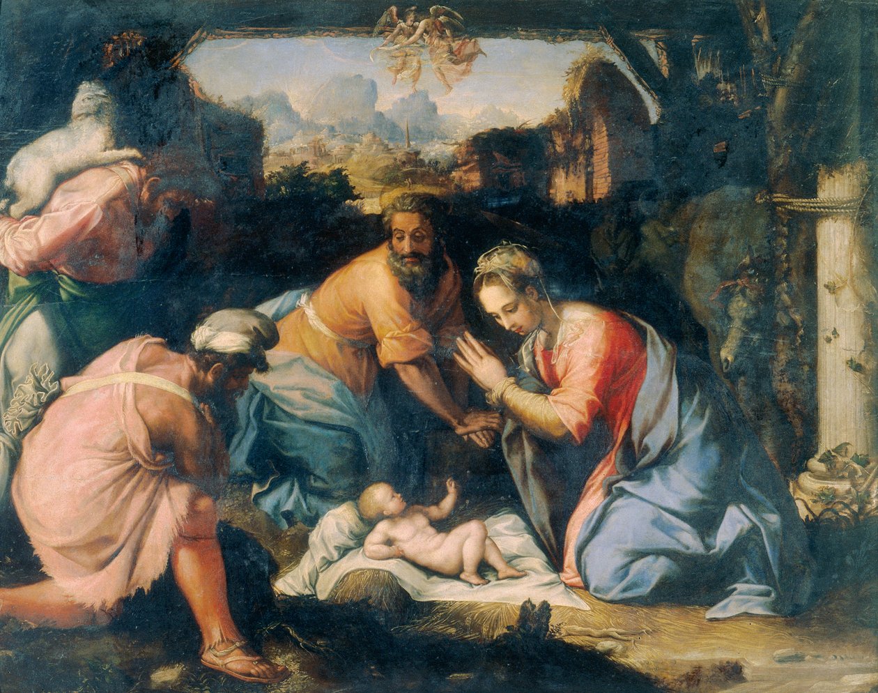 Adoracja pasterzy autorstwa Francesco de Rossi Salviati