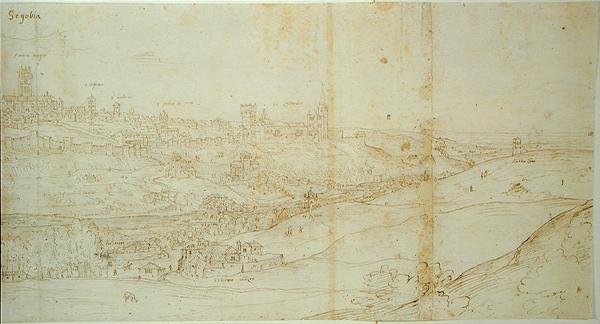 Widok Segowii, XVI wiek (pióro i atrament na papierze) autorstwa Francis Bicknell after Carpenter