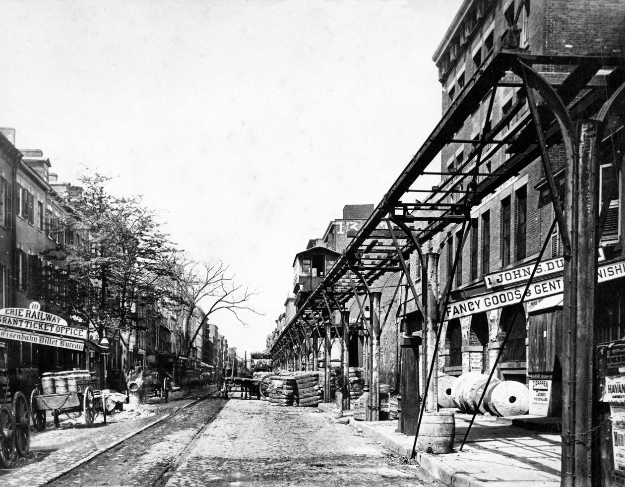 Podwyższona linia kolejowa, Nowy Jork, c.1860-70s autorstwa Francis Frith