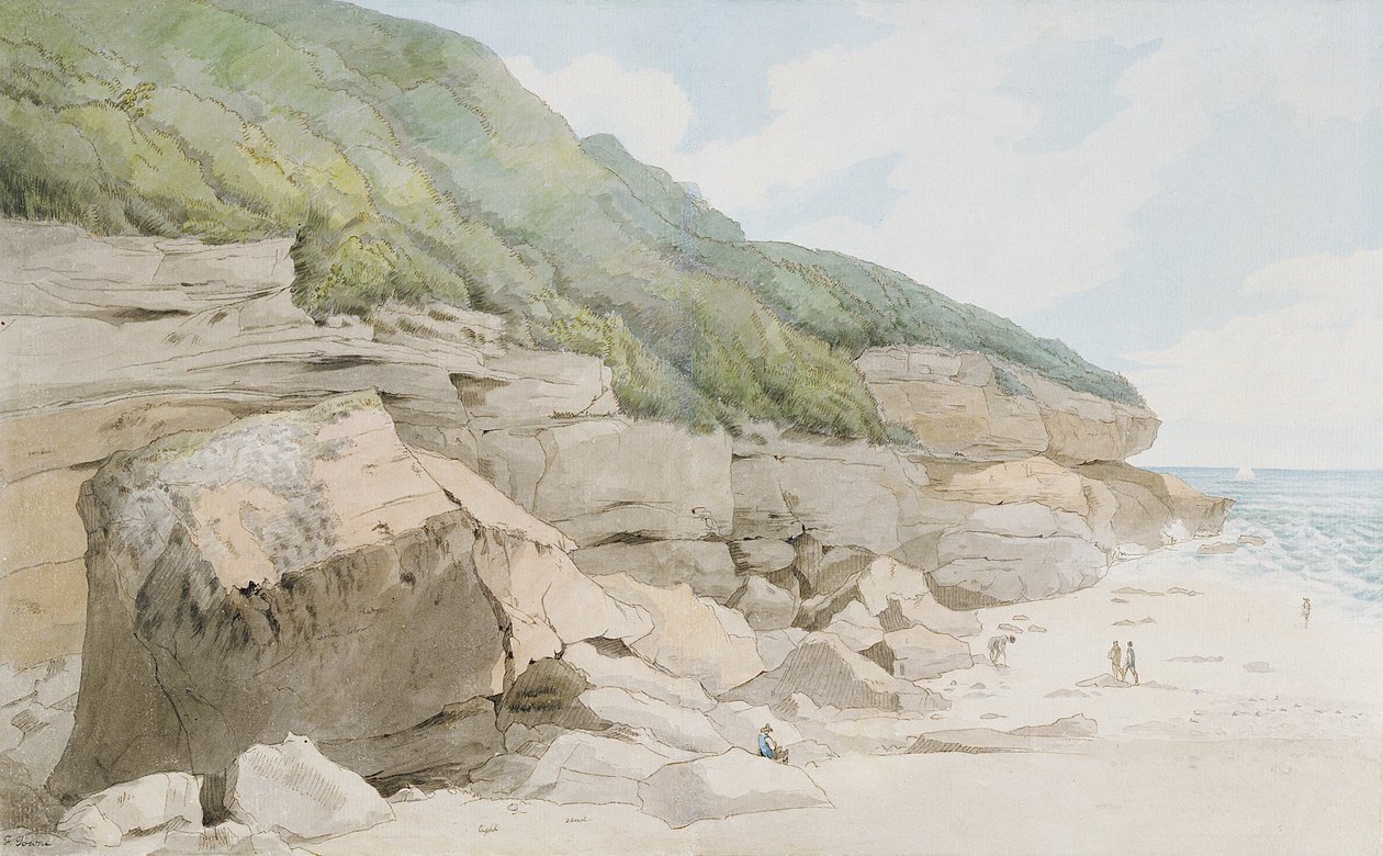 Scena na plaży, Exmouth autorstwa Francis Towne