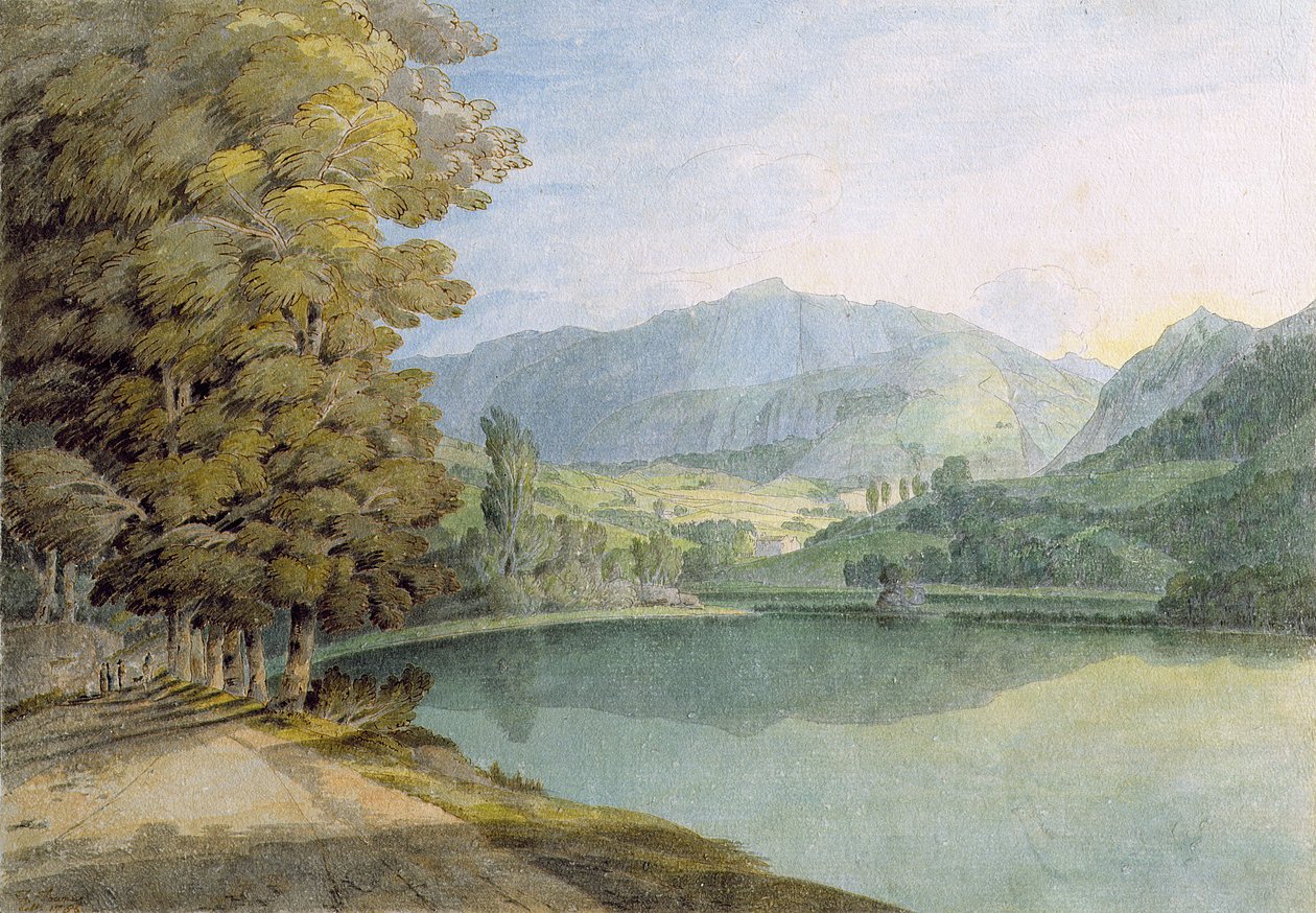 Rydal Water (pióro i atrament z wc na papierze) autorstwa Francis Towne