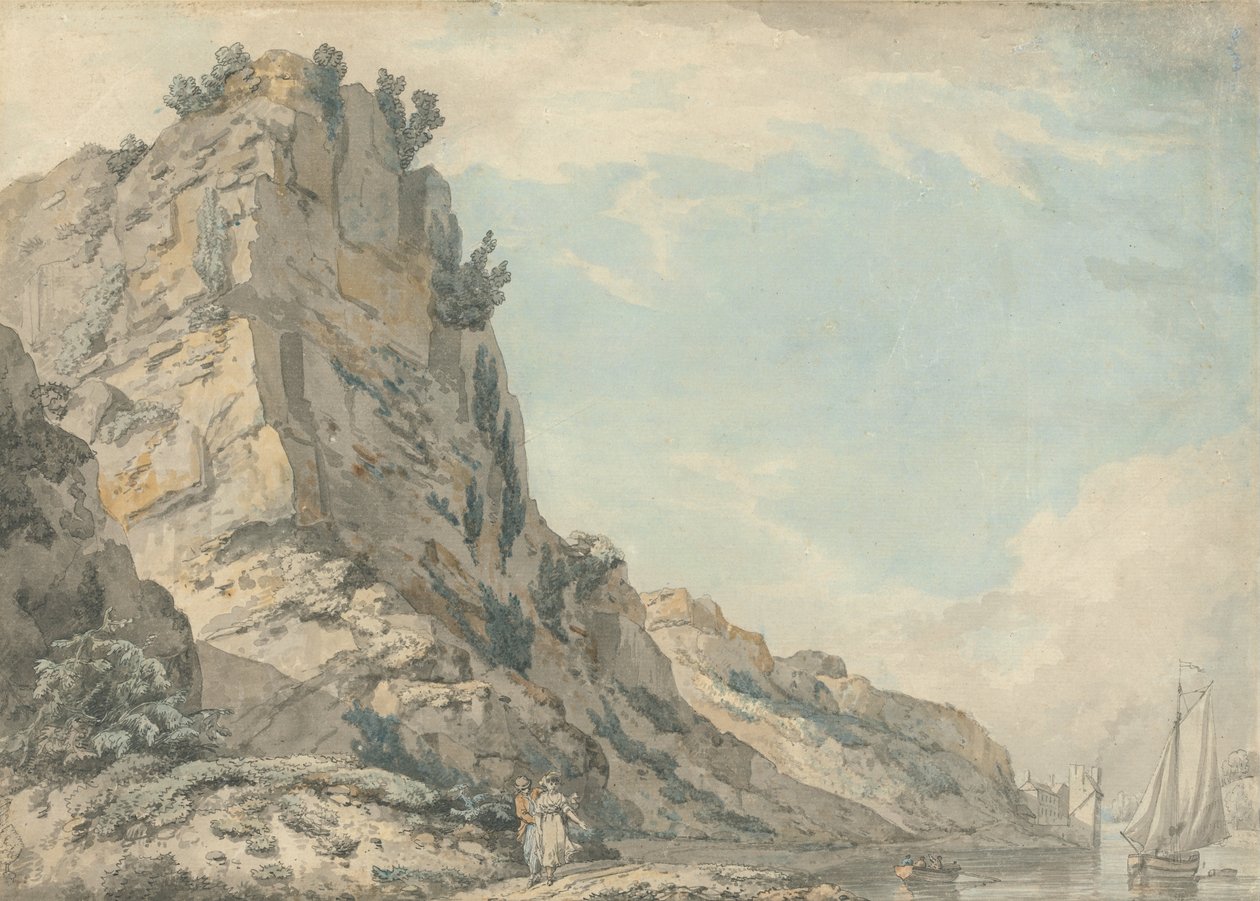 St. Vincents Rock, Clifton, Bristol z Hotwells Spring House w oddali autorstwa Francis Wheatley