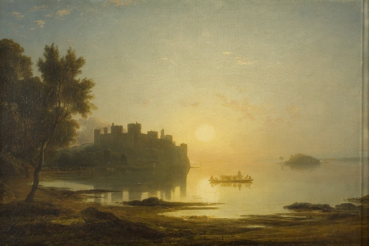 Zamek Conway, ok. 1825 (olej na płótnie) autorstwa Francis Danby