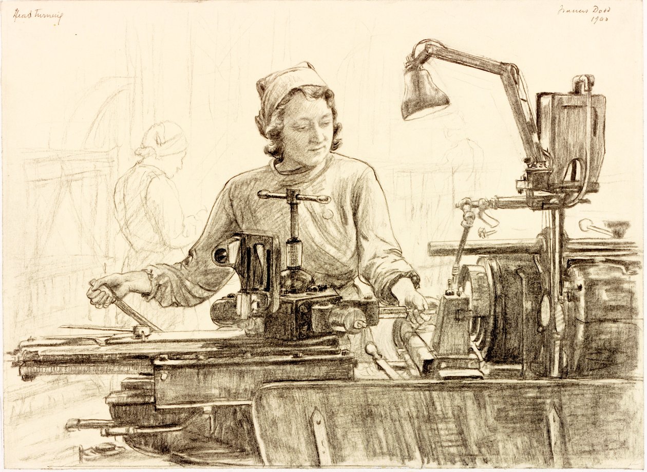 Head Turning (kredka i ołówek na papierze) autorstwa Francis Dodd