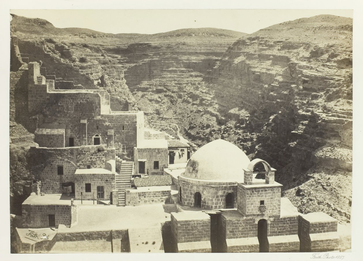 Klasztor Mar-Saba, niedaleko Jerozolimy, 1857. autorstwa Francis Frith