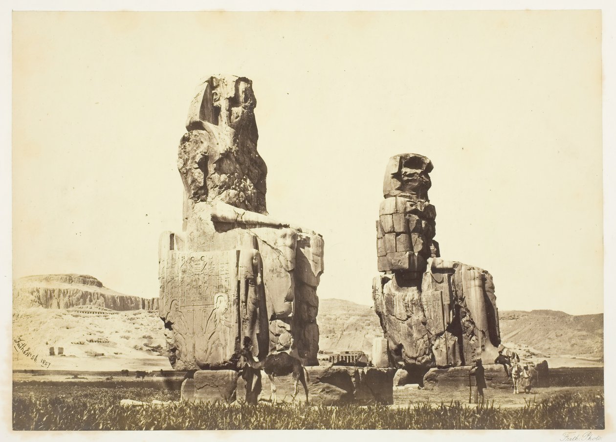Posągi Memnona, 1857, wydrukowane 1862. autorstwa Francis Frith