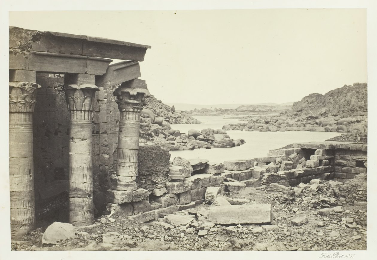 Widok z Philae, patrząc na północ, 1857. autorstwa Francis Frith