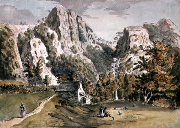 Wodospad w Keswick, Cumberland autorstwa Francis Grose