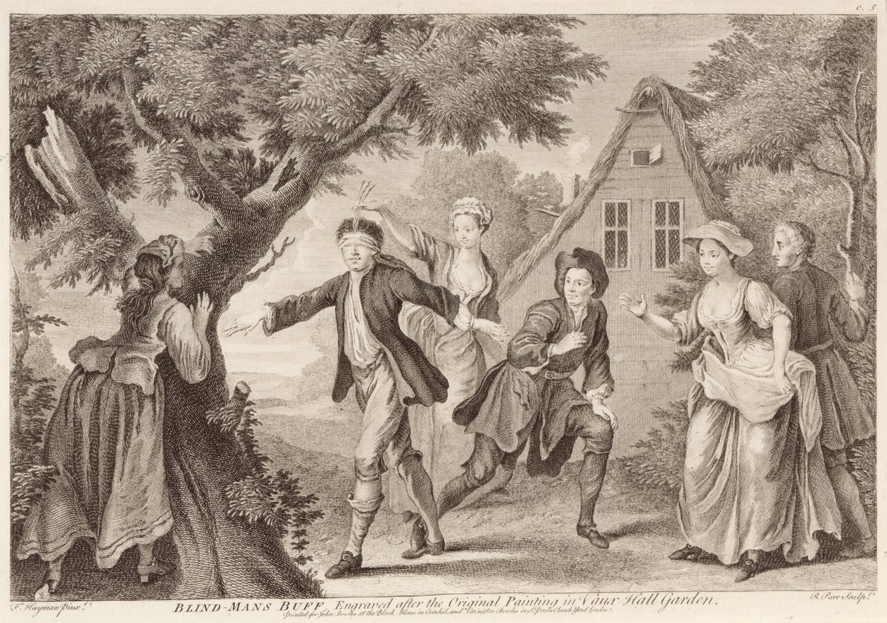 Blind-Mans Buff, grawerowane przez Remi Parr (fl.1723-50) autorstwa Francis Hayman