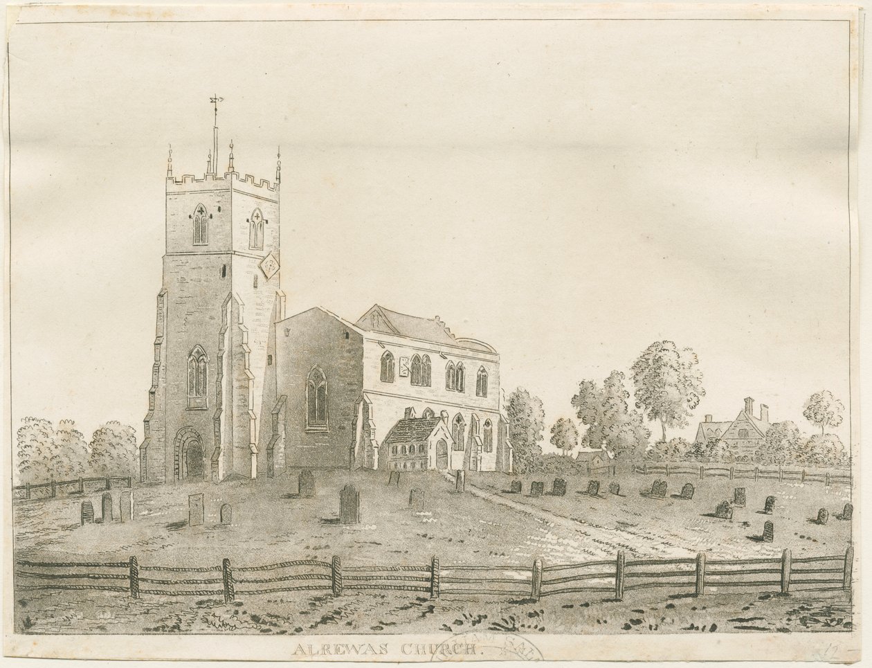 Alrewas Church: rycina akwatinty, bd [?1848] autorstwa Francis Jukes