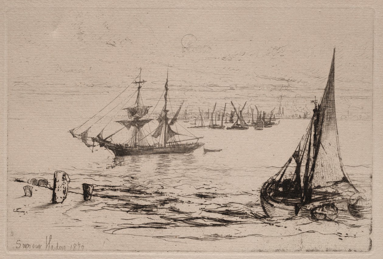 Bryg na kotwicy, 1879. autorstwa Francis Seymour Haden
