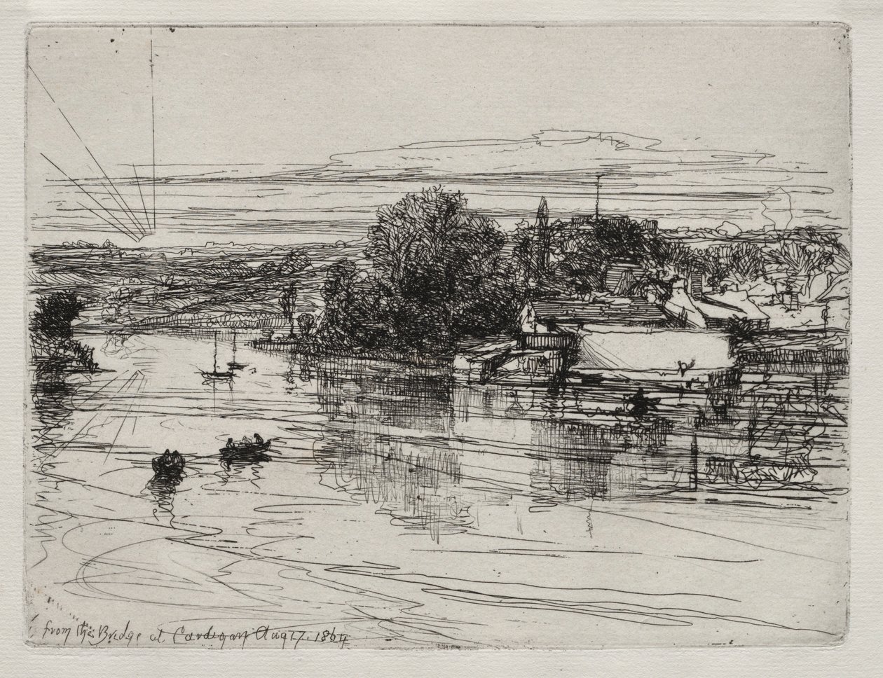 Most Cardigan, 1864. autorstwa Francis Seymour Haden