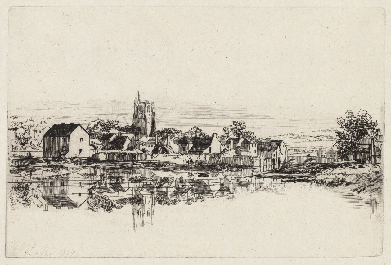 Miasto Kidwelly, 1859. autorstwa Francis Seymour Haden