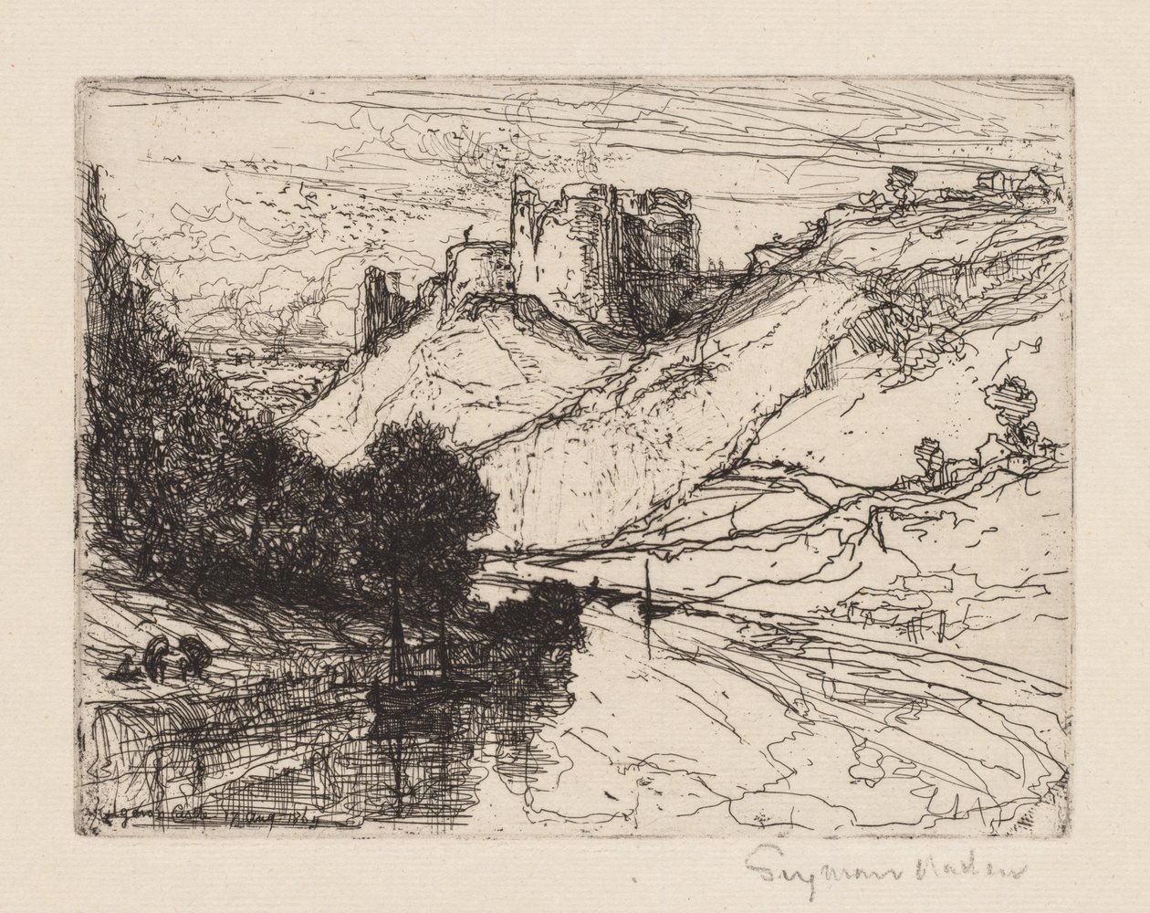 Zamek Kilgaren, 1864. autorstwa Francis Seymour Haden