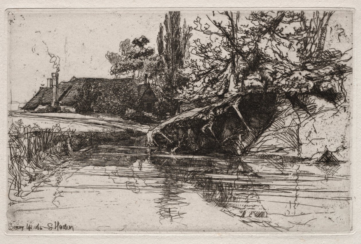Dom z fosą, 1865. autorstwa Francis Seymour Haden