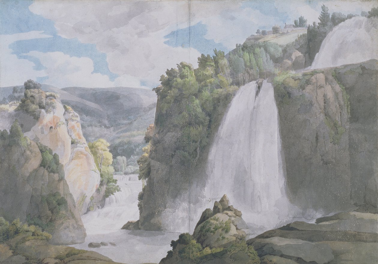 Kaskady w Tivoli, 1781 autorstwa Francis Towne