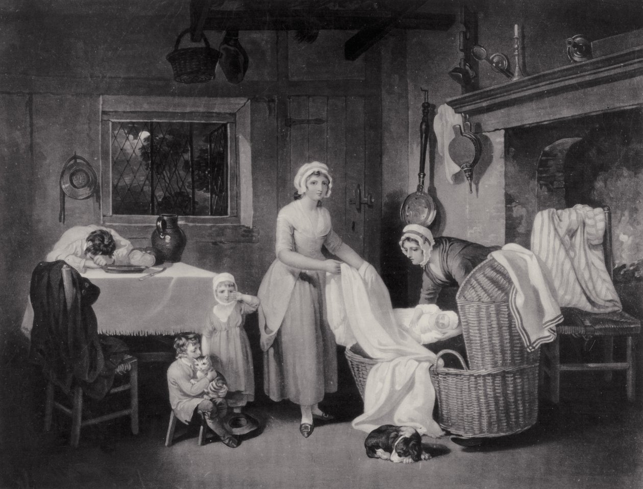 Rustic Hours: Night, grawerowane przez H. Gillbank autorstwa Francis Wheatley