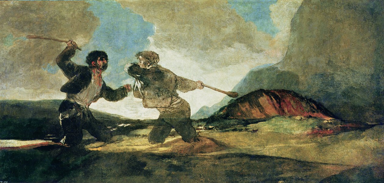 Pojedynek z klubami autorstwa Francisco de Goya