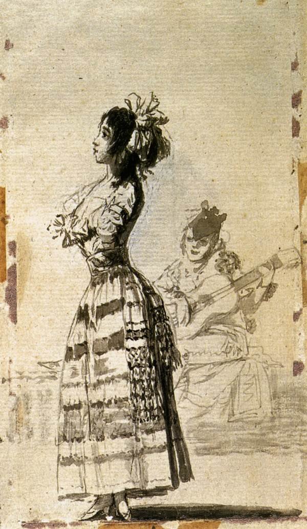 Dziewczyna słuchająca gitary autorstwa Francisco de Goya