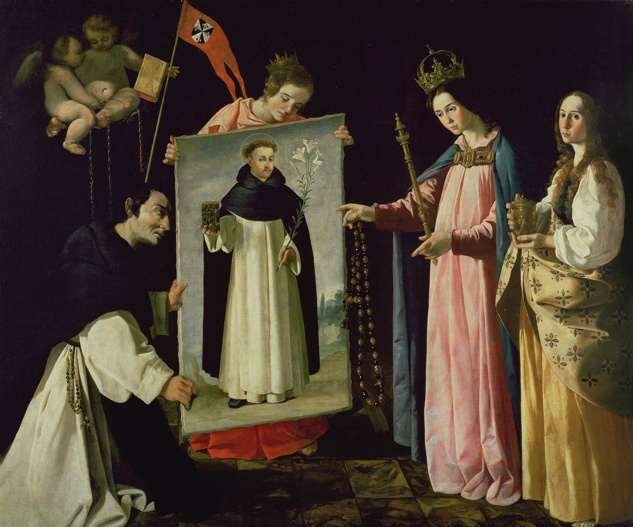 Objawienie Dziewicy mnichowi Soriano autorstwa Francisco de Zurbaran