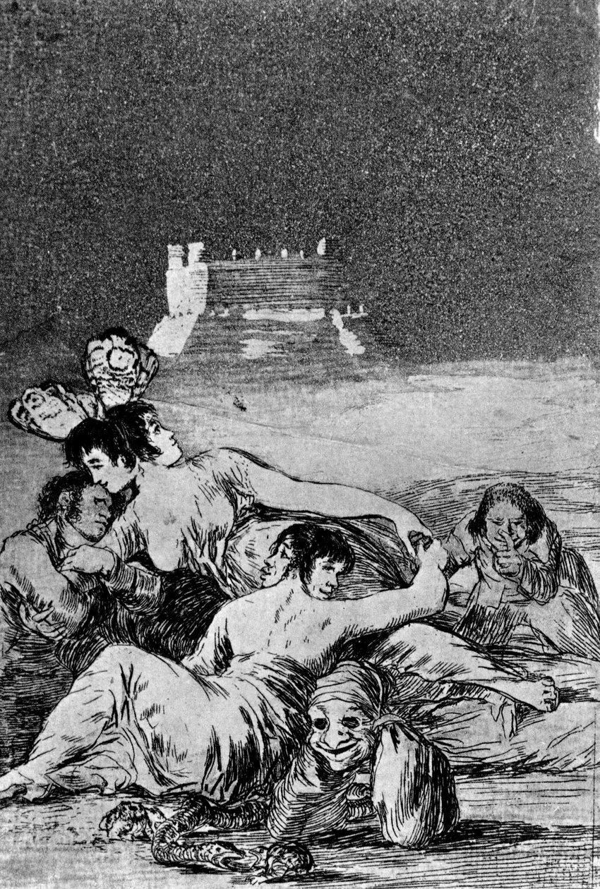 Sen o kłamstwie i inconstancia (akwaforta i akwatinta) autorstwa Francisco de Goya
