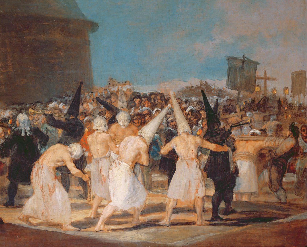 Procesja biczowników, 1815-19 olej na płótnie detal z 541 autorstwa Francisco de Goya