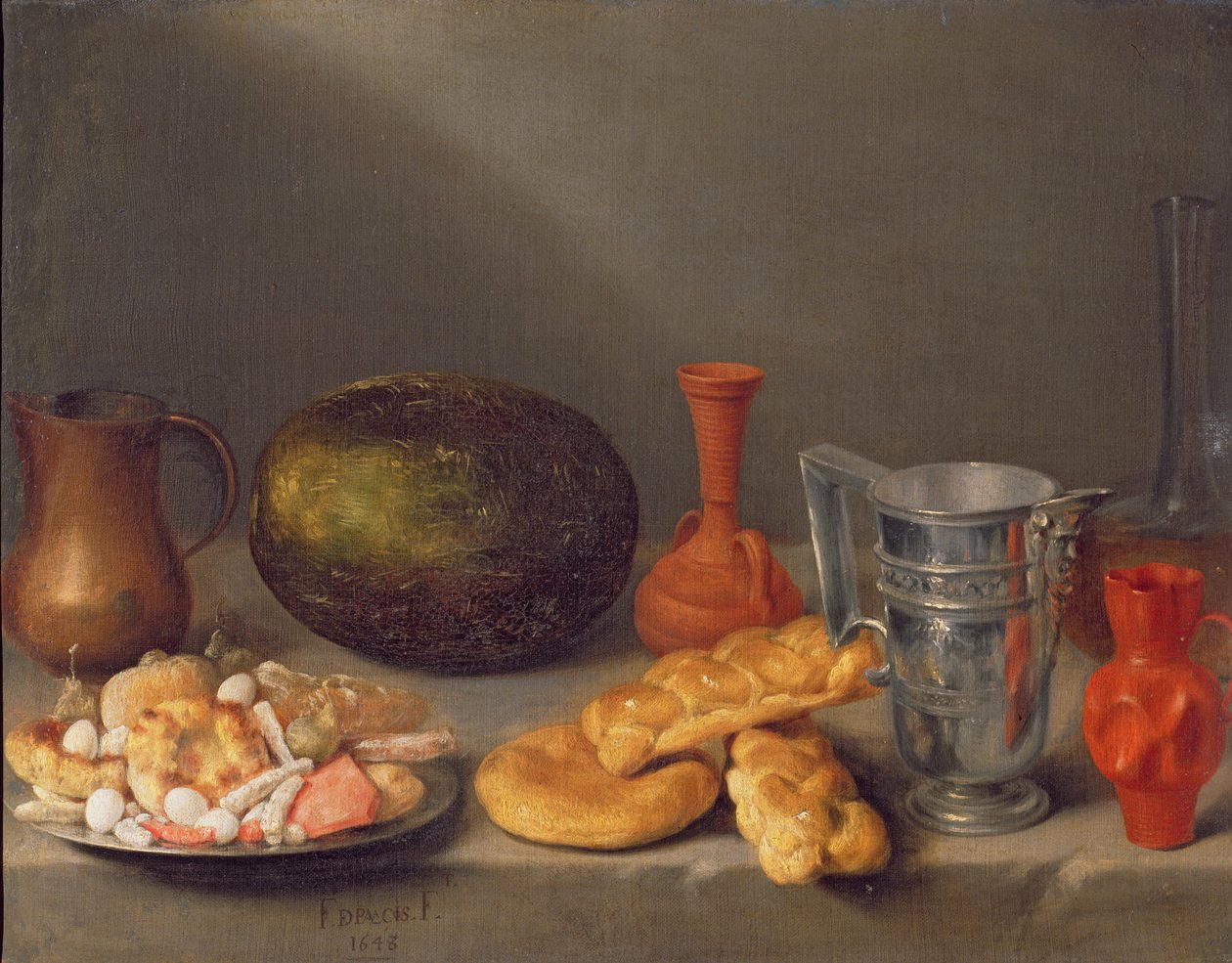 Martwa natura z chlebem, 1648 autorstwa Francisco Palacios