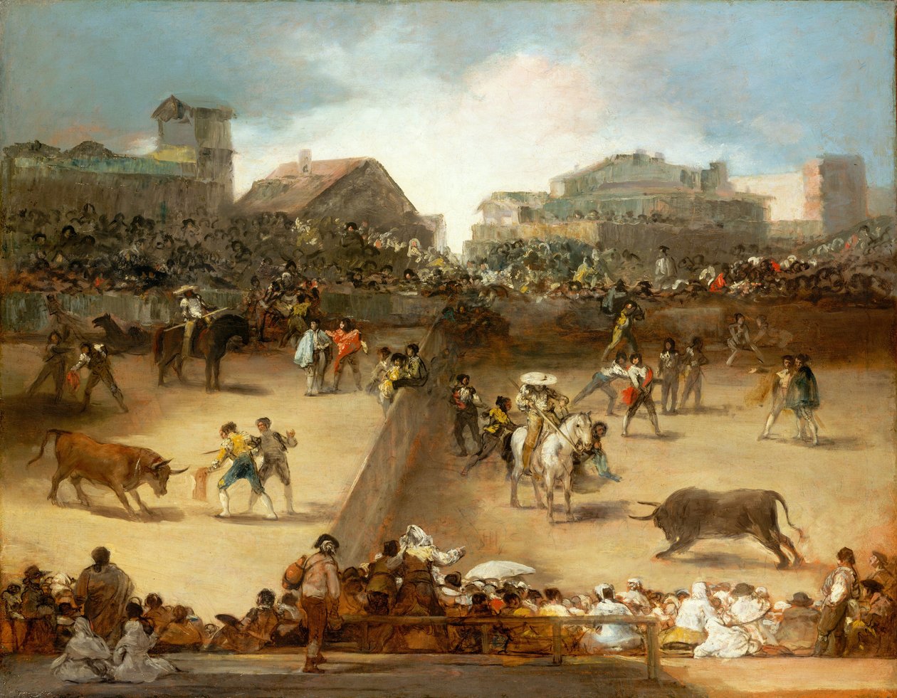 Walka byków w podzielonym pierścieniu. autorstwa Francisco de Goya