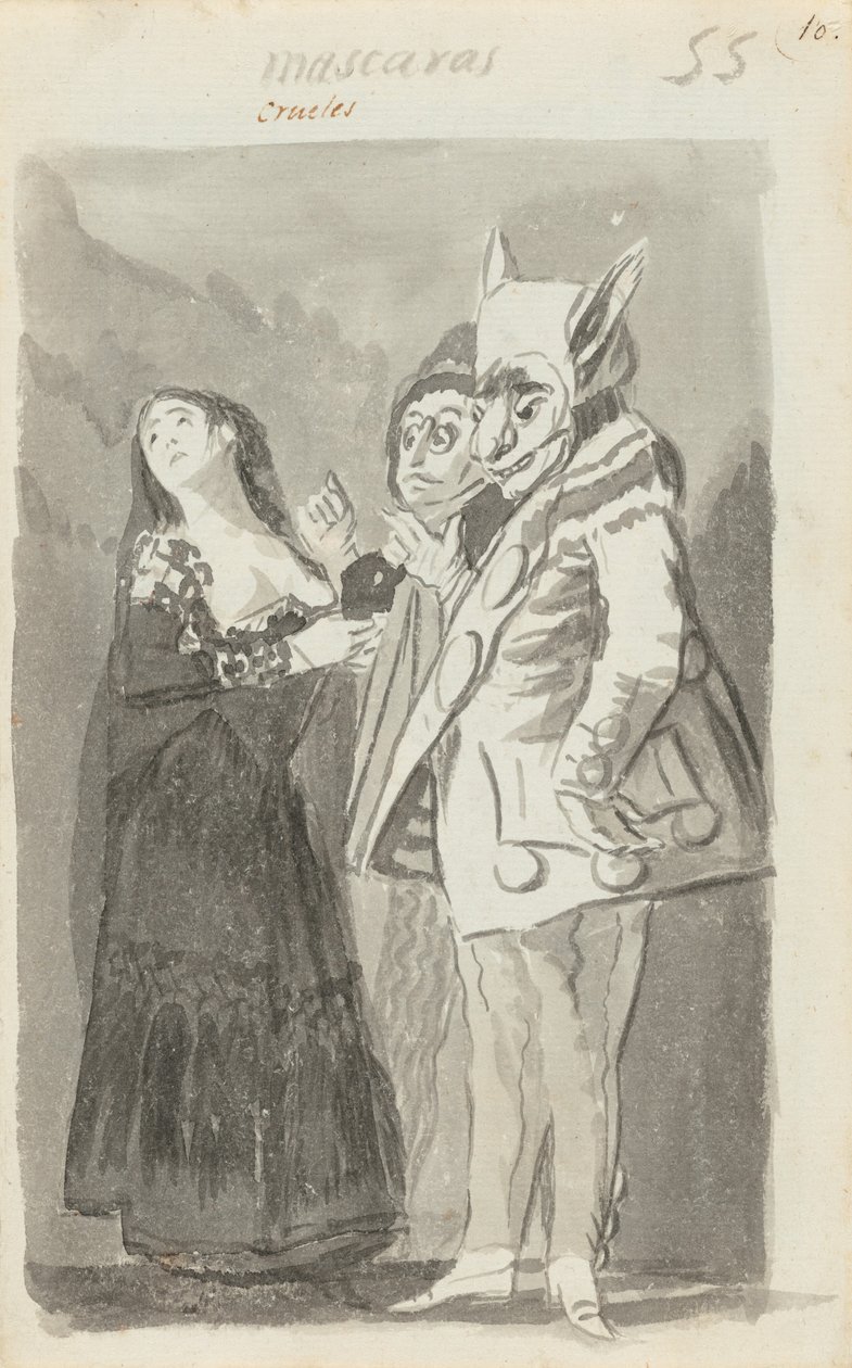 Mascaras crueles (Cruel Masks) [odbyt] autorstwa Francisco de Goya